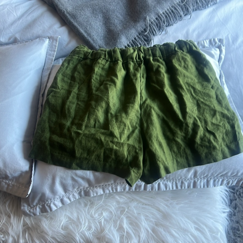 J. Crew XS High Waist Green Women's Linen Shorts - Picture 4 of 6